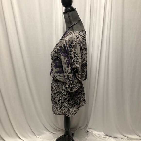 Miley Cyrus Max Azria Top Womens Size Medium Black Purple Sheer Animal Print - Picture 3 of 6